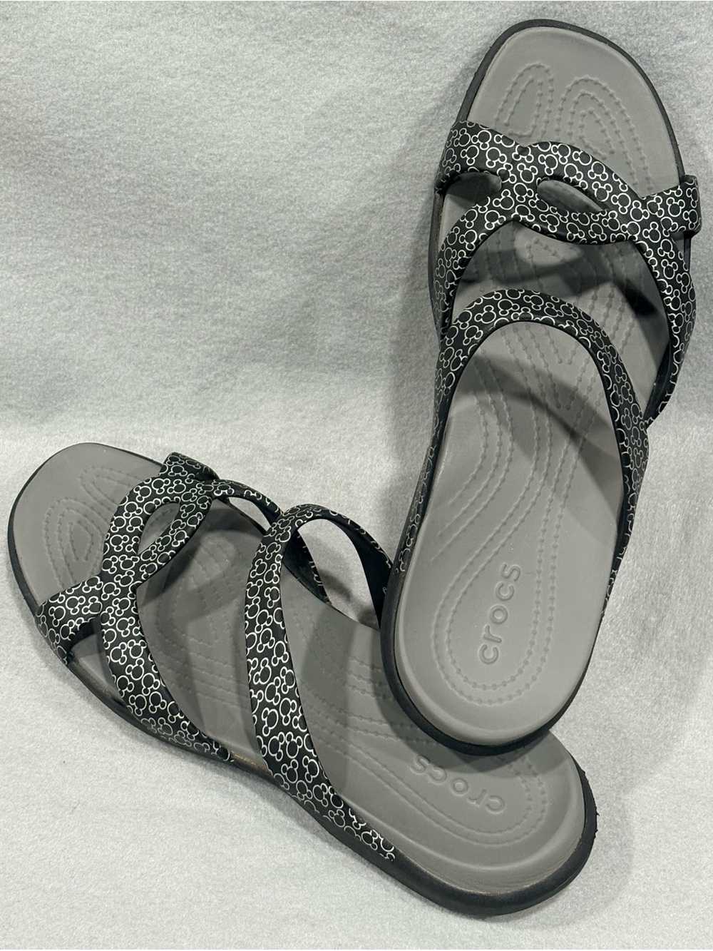Crocs Meleen Twist Disney Mickey Black Grey Women Sandal [203831-001] Sz 11